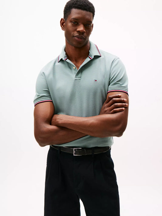 Tommy Hilfiger Regular Fit Tommy Wicking Polo in Smoky Blue