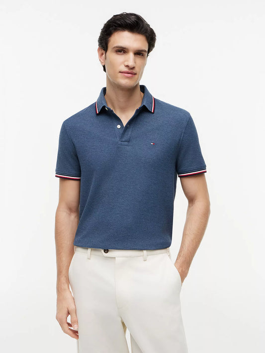 Tommy Hilfiger Regular Fit Tommy Wicking Polo in Blue Heather