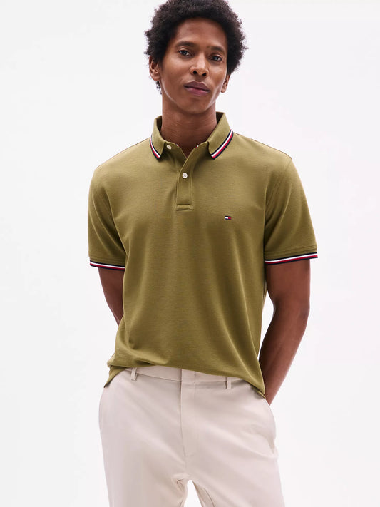 Tommy Hilfiger Regular Fit Tommy Wicking Polo in Medium Uniform Olive