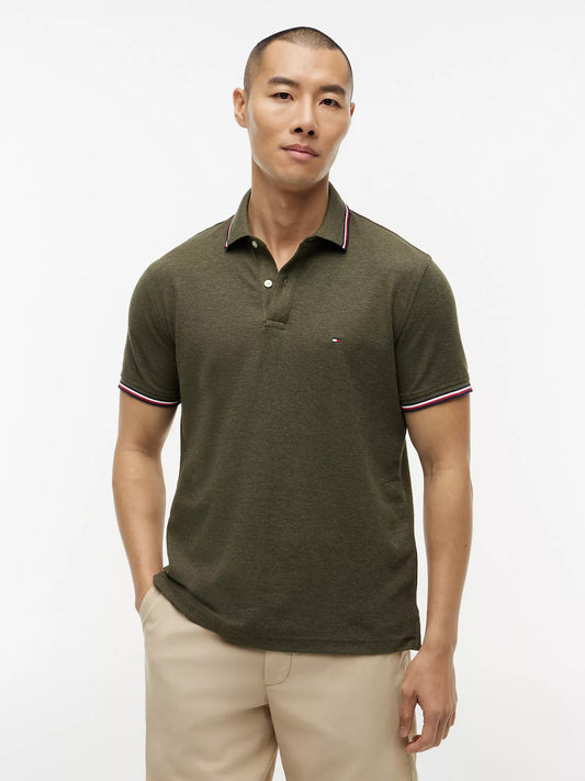 Tommy Hilfiger Regular Fit Tommy Wicking Polo in Green Heather