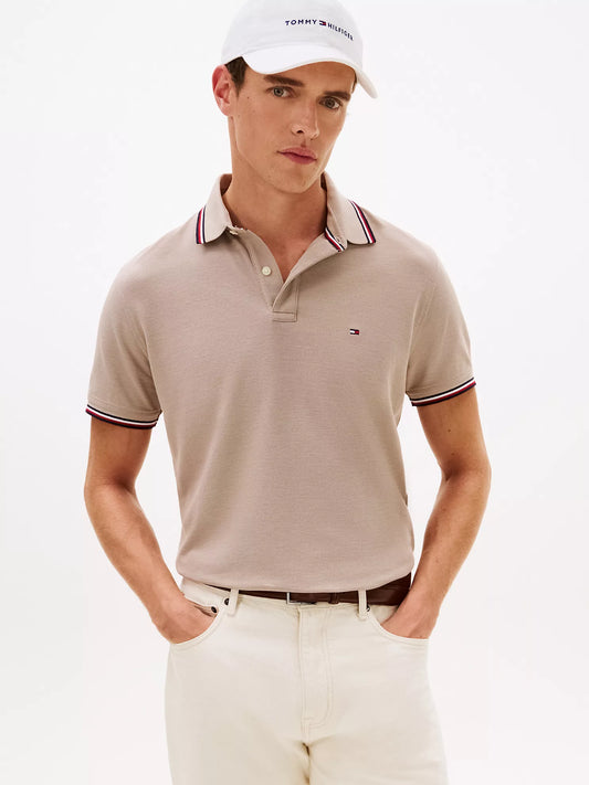 Tommy Hilfiger Regular Fit Tommy Wicking Polo in Smooth Taupe