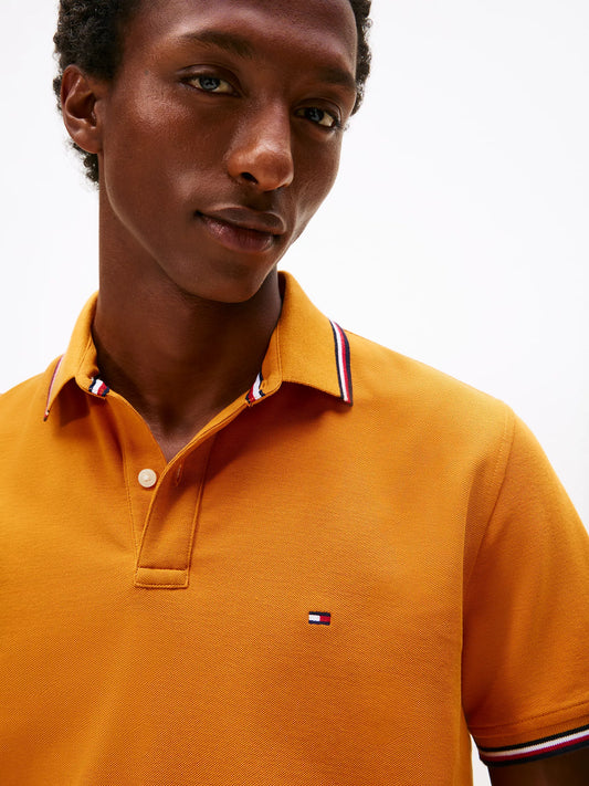 Tommy Hilfiger Regular Fit Tommy Wicking Polo in Autumn Orange