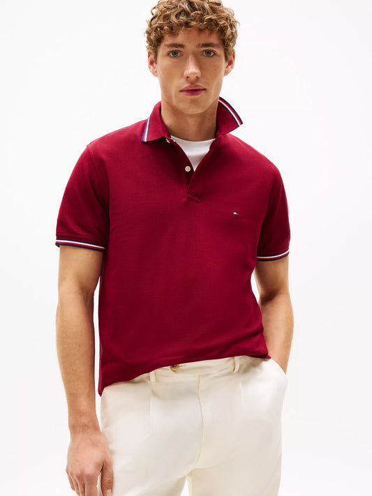 Tommy Hilfiger Regular Fit Tommy Wicking Polo in Rouge