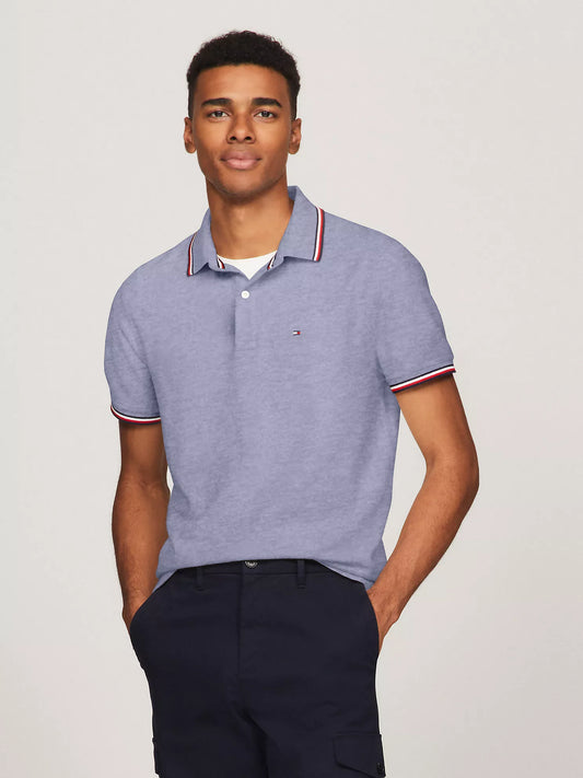 Tommy Hilfiger Regular Fit Tommy Wicking Polo in Medium Blue Heather