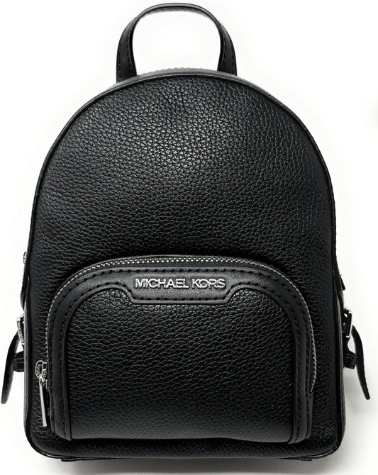 Michael Kors Jaycee XS Mini Convertible Backpack MK Signature Crossbody (Black/Silver)