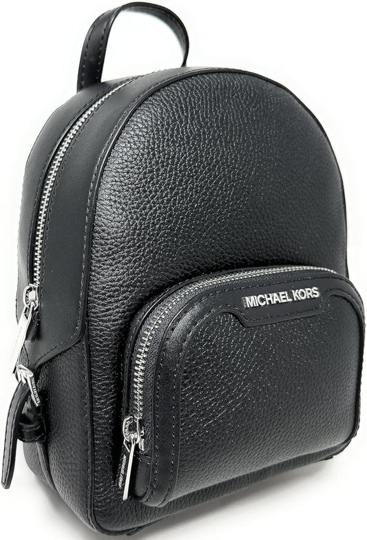 Michael Kors Jaycee XS Mini Convertible Backpack MK Signature Crossbody (Black/Silver)