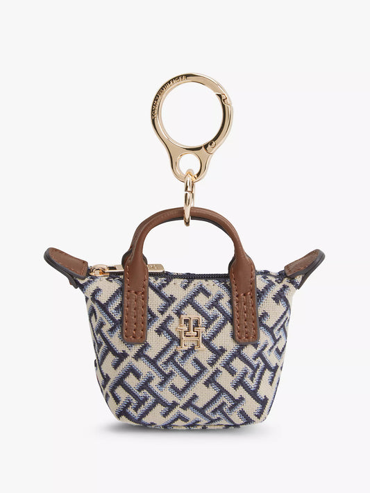 Tommy Hilfiger Monogram Jacquard Coin Purse Bag Charm in "Blue Mono"