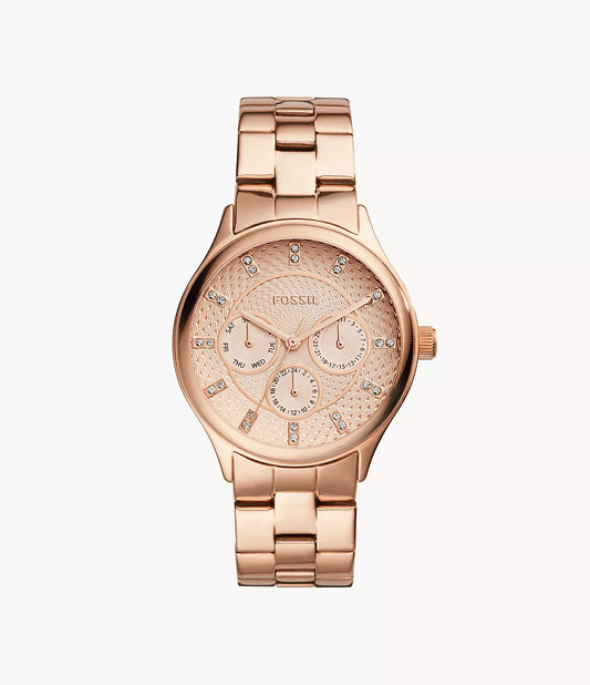 Fossil Modern Sophisticate Multifunction Rose Gold-Tone Stainless Steel Watch