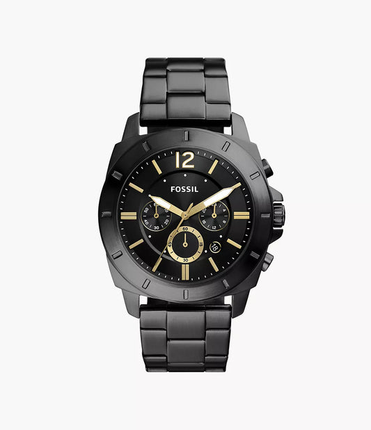 Fossil Privateer Chronograph Black Stainless Steel Watch