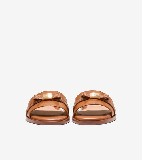 Cole Haan Women's Go-To Emalia Slide Bow Sandal in "British Tan-Croc Print"