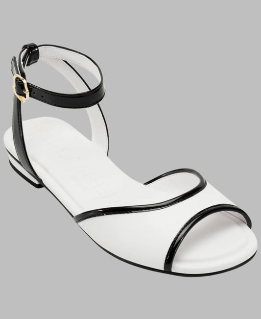 Karl Lagerfeld Paris Cabria Ankle Strap Flat Sandal | White