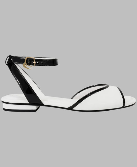 Karl Lagerfeld Paris Cabria Ankle Strap Flat Sandal | White