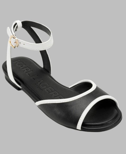 Karl Lagerfeld Paris Cabria Ankle Strap Flat Sandal | Black