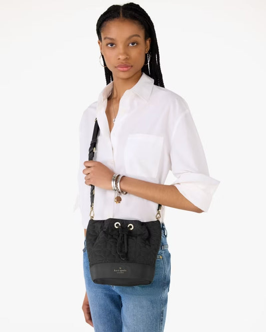 Kate Spade Spade Flower Quilted Fabric Bucket Bag