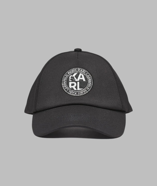 Karl Lagerfeld Paris Krystal Karl Baseball Hat | Black