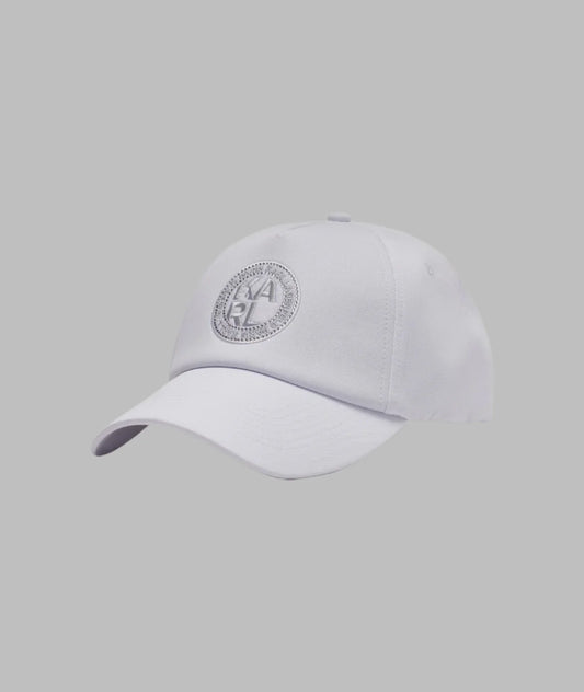 Karl Lagerfeld Paris Krystal Karl Baseball Hat | White