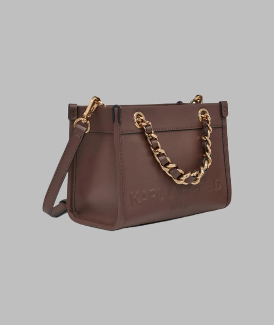 Karl Lagerfeld Paris Savoie Small Leather Crossbody in Brown