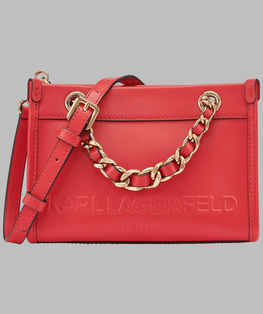 Karl Lagerfeld Paris Savoie Small Leather Crossbody in Red