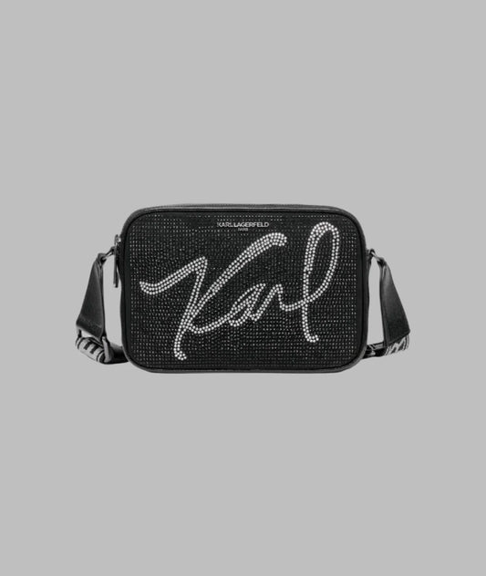 Karl Lagerfeld Paris Maybelle Script Karl Crossbody (in Black)