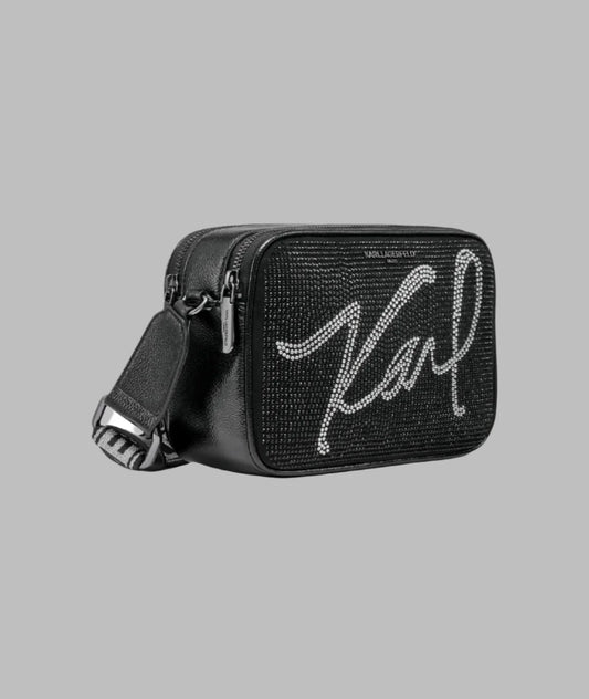 Karl Lagerfeld Paris Maybelle Script Karl Crossbody (in Black)