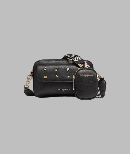 Karl Lagerfeld Paris Maybelle Camera Crossbody - Black/Gold