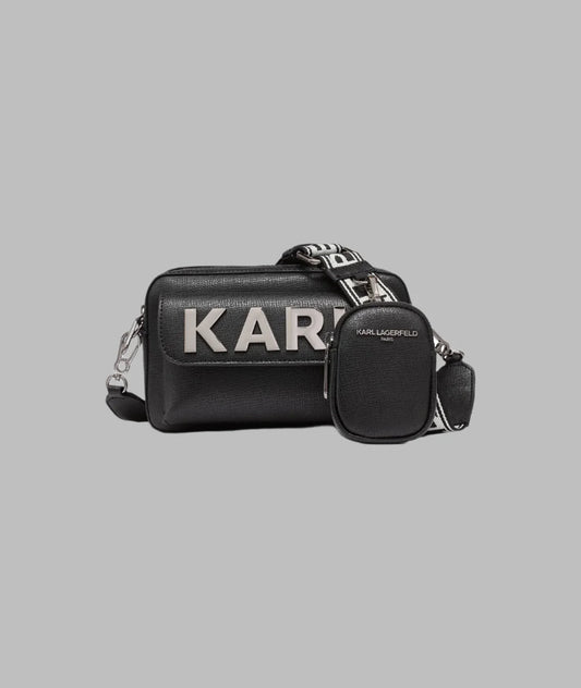 Karl Lagerfeld Paris Maybelle Camera Crossbody - Black/Gunmetal