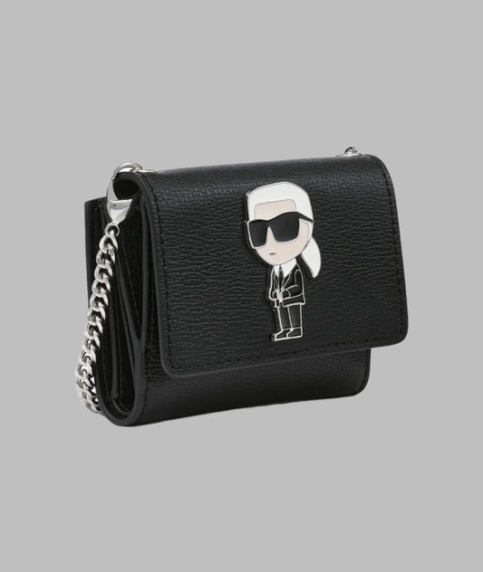 Karl Lagerfeld Paris Choupette Pin Leather Small Wallet in Black
