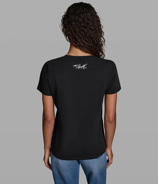 Karl Lagerfeld Paris Women's Karl et Choupette Pin Tee Black