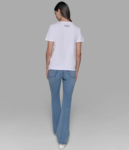 Karl Lagerfeld Elegance Quote Tee - White/Pink