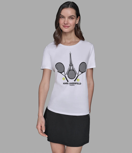 Karl Lagerfeld Paris Racquet Tee - White