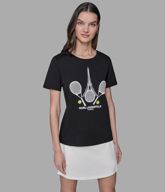Karl Lagerfeld Paris Racquet Tee - Black