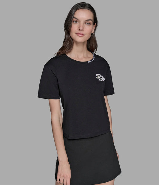 Karl Lagerfeld Duo Patch Tee- Black