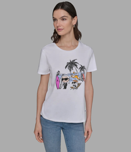 Karl Lagerfeld Surfer Karl Tee - White