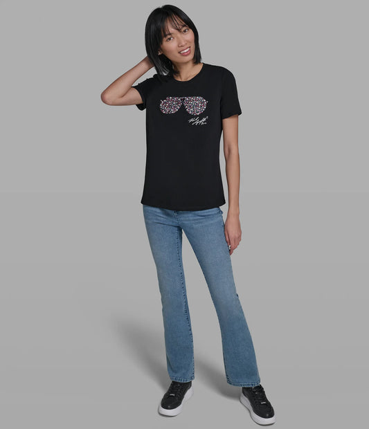 Karl Lagerfeld Paris Men's Cotton Jersey Sunglasses Tee in Black