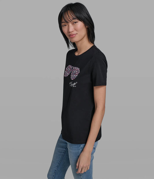 Karl Lagerfeld Paris Men's Cotton Jersey Sunglasses Tee in Black