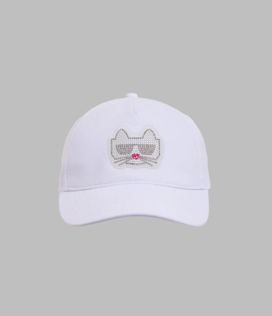 Karl Lagerfeld Paris Embellished Choupette Baseball Cap | White