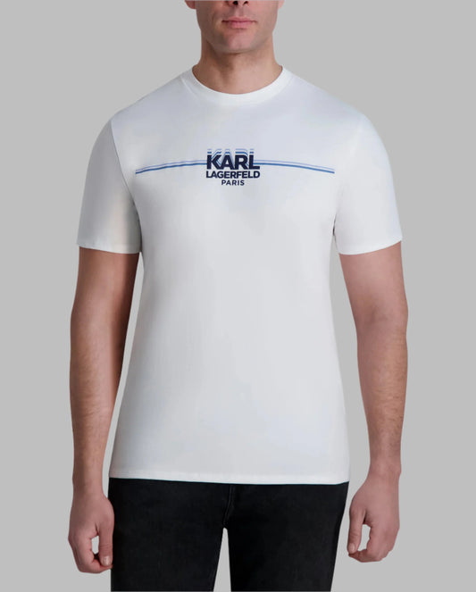 Karl Lagerfeld Paris Karl Race Stripe Tee - White