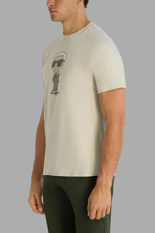 Karl Lagerfeld Paris Men's Pixelated Karl T-Shirt in Natural