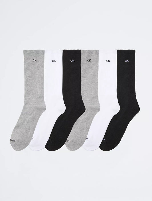 Calvin Klein Cushion 6-Pack Crew Socks in Grey Assorted