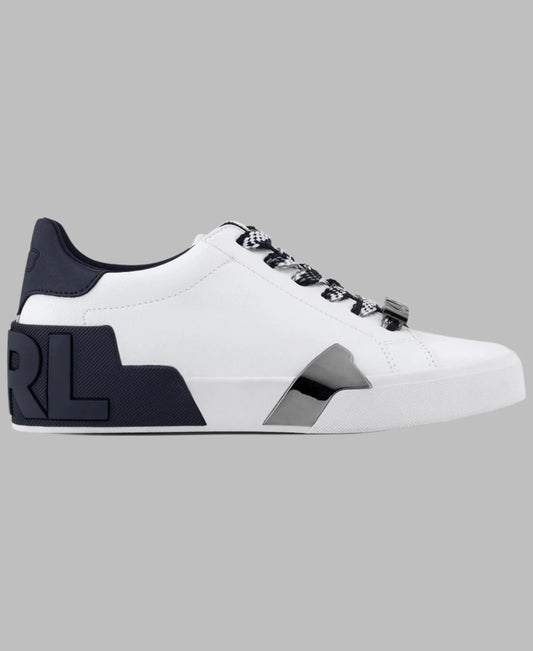 Karl Lagerfeld Paris Melora Lace Up Sneaker - White/Navy