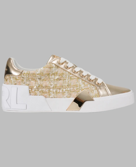Karl Lagerfeld Paris Melora Lace Up Sneaker - Gold