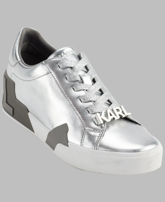 Karl Lagerfeld Paris Melora Lace Up Sneaker - Silver