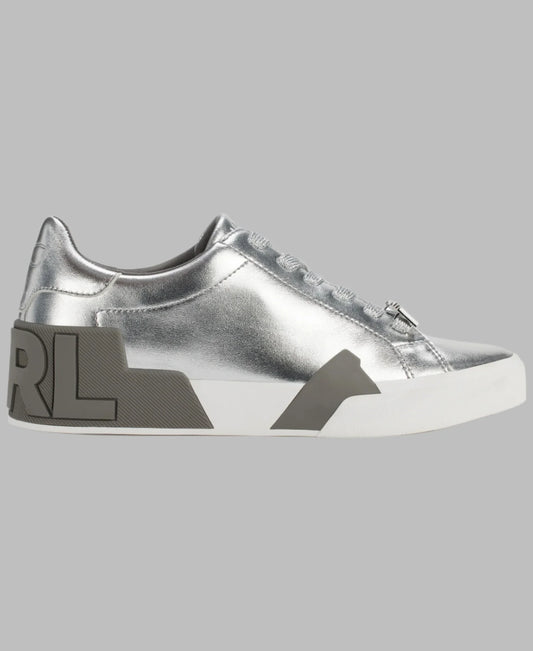 Karl Lagerfeld Paris Melora Lace Up Sneaker - Silver