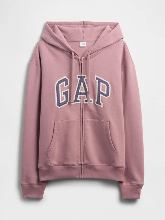 Relaxed Women Gap Logo Zip Hoodie - Wispy Purple Mauve