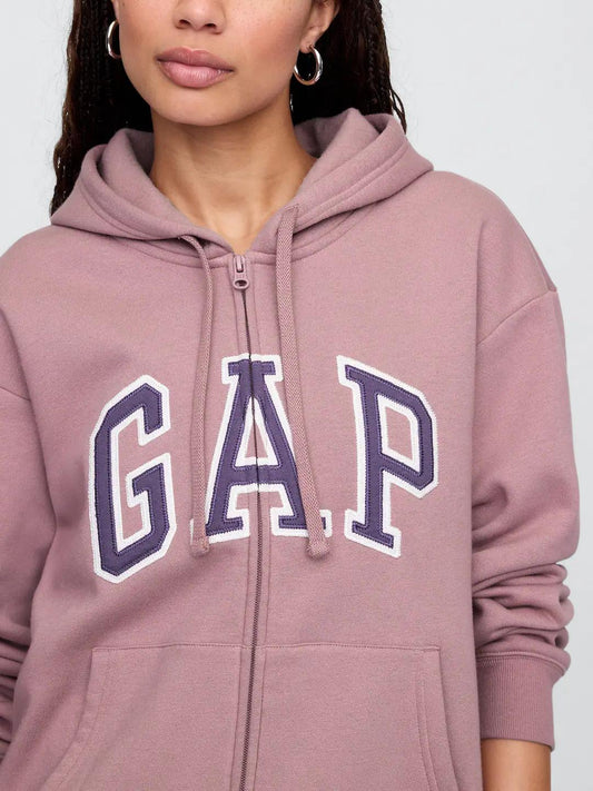 Relaxed Women Gap Logo Zip Hoodie - Wispy Purple Mauve