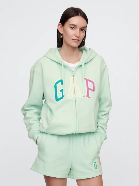 Relaxed Women Gap Logo Zip Hoodie - Crystal Mint Green