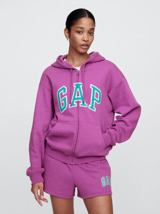 Relaxed Women Gap Logo Zip Hoodie - Purple Orchid