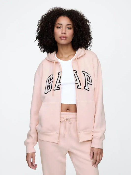 Relaxed Women Gap Logo Zip Hoodie - Misty Pink Rose