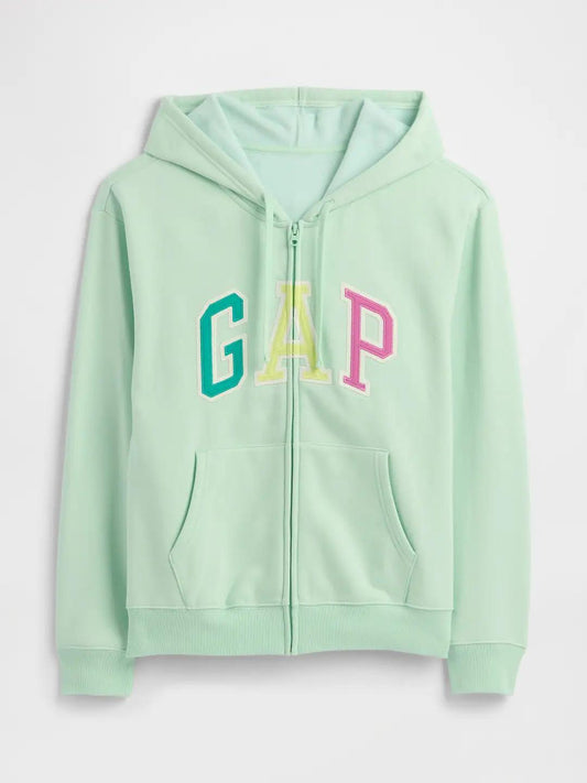 Relaxed Women Gap Logo Zip Hoodie - Crystal Mint Green