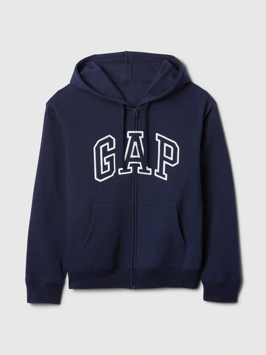 Relaxed Women Gap Logo Zip Hoodie - Navy Uniform